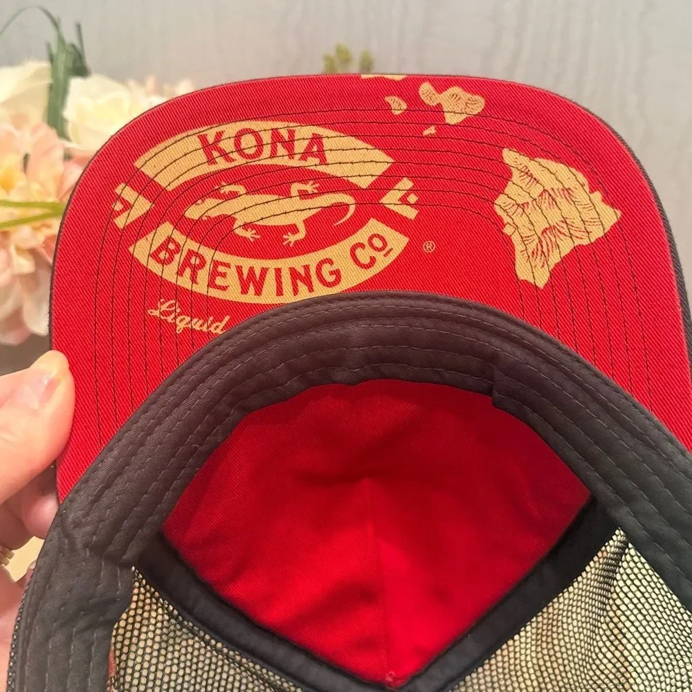 Kona Brewing Company Lavaman Red Ale Snapback Mesh Trucker Cap Hat Aloha Hawaii